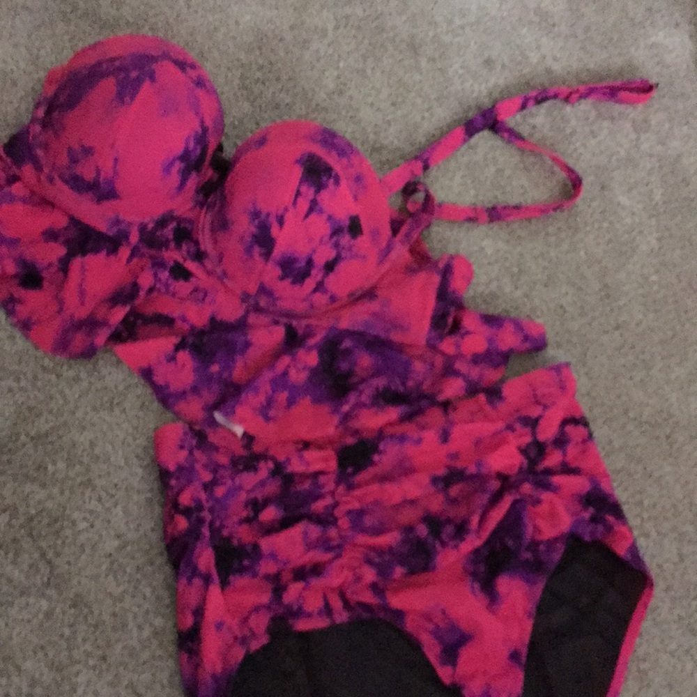 Torrid two piece swim pink tie dye